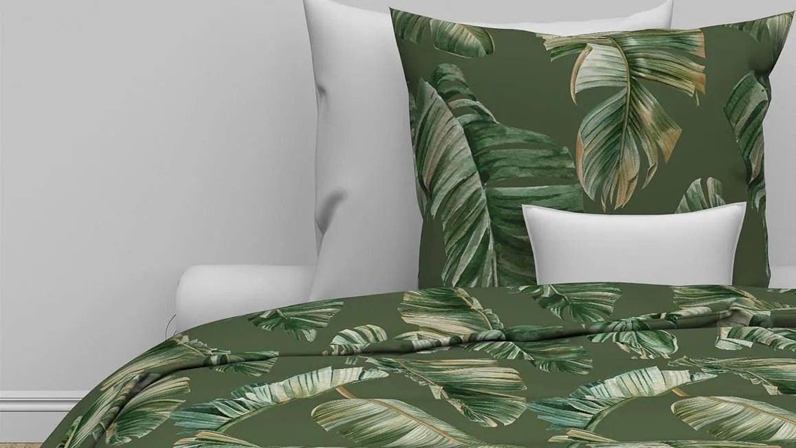 Bettwäsche Zo! Home Mako-Satin Bettwäsche 135x200 Alanzo green Blätter dunkelgrün, Zo!Home, Mako-Satin, 2 teilig von Zo!Home