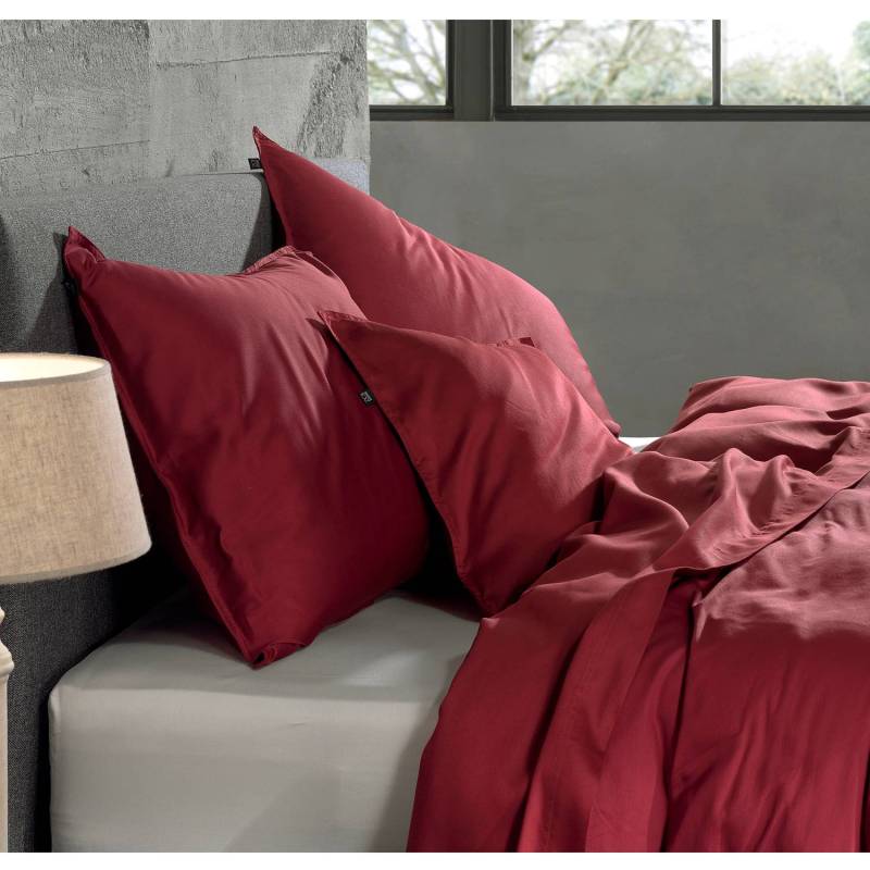 home24 Kissenbezug Satinado II 2er-Set Rot/Rot 80 x 80cm Satin von home24