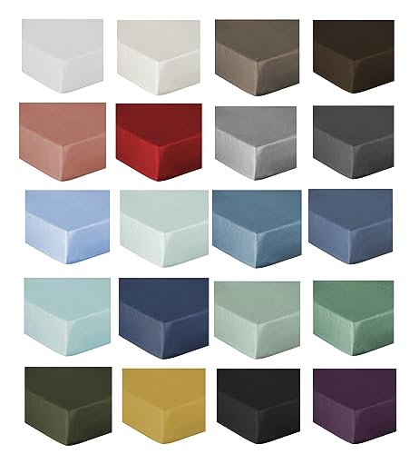 ZO! HOME Heckett and Lane Mako Satin 1 x Spannbettlaken 180 x 200 cm Elementi Sphere Blue von Heckett Lane