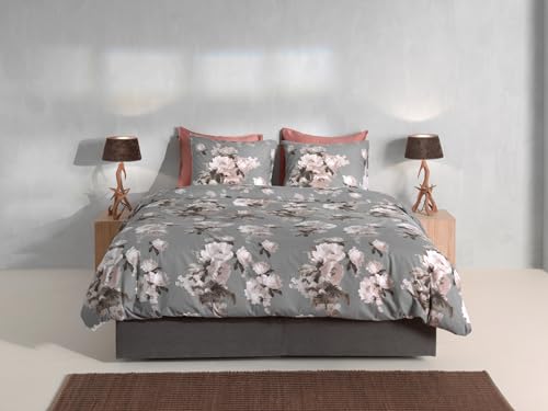 Zo!Home Flanell Bettwäsche 155x220 cm Ella Grey Rosen Blumen weiß grau Taupe von Zo!Home