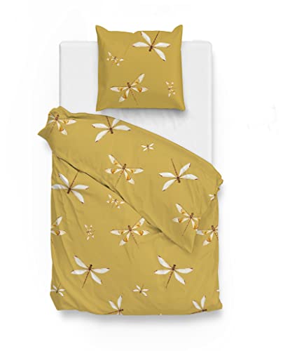 Zo!Home Mako-Satin Bettwäsche 155x220 Björn Yellow Libelle goldgelb von Zo!Home