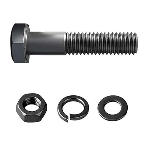Metrisches Schraubensatz aus legiertem Stahl, Sechskantschraube(Güteklasse 12.9), Mutter, Feder-Sicherungsscheibe und Unterlegck Oxide (Teilgewinde, M10 x 110mm, 1 set) von ZoTuoART