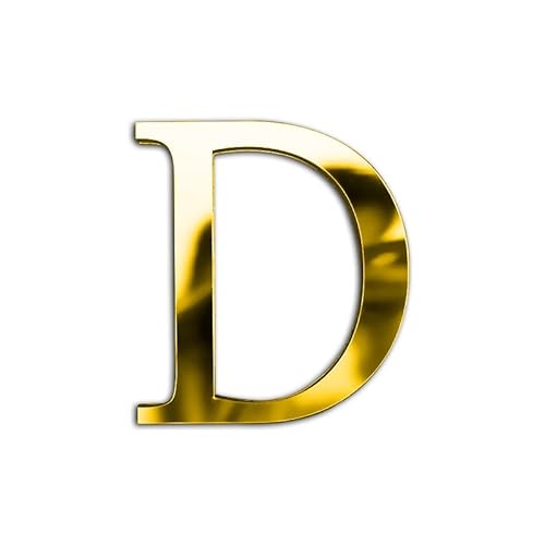 ZoTuoART 3D Gold Verdickung Acryl Spiegel Buchstaben – kostenlose Kombination Selbstklebend Spiegel – DIY Sicherheit unzerbrechlich Spiegel Wandaufkleber Dekor – Buchstabe D von ZoTuoART