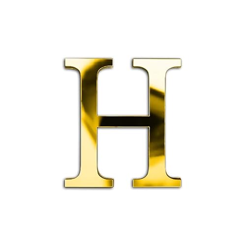 ZoTuoART 3D Gold Verdickung Acryl Spiegel Buchstaben – kostenlose Kombination Selbstklebend Spiegel – DIY Sicherheit unzerbrechlich Spiegel Wandaufkleber Dekor – Buchstabe H von ZoTuoART