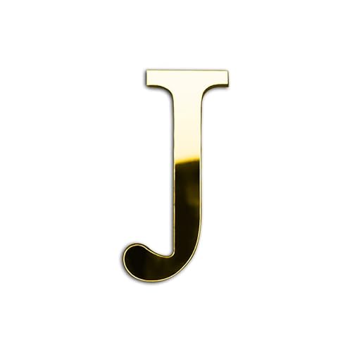 ZoTuoART 3D Gold Verdickung Acryl Spiegel Buchstaben – kostenlose Kombination Selbstklebend Spiegel – DIY Sicherheit unzerbrechlich Spiegel Wandaufkleber Dekor – Buchstabe J von ZoTuoART