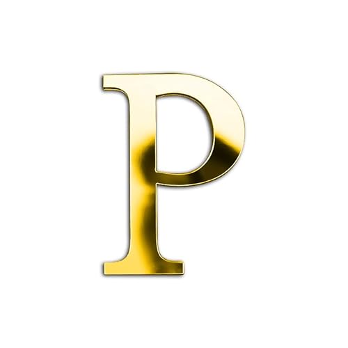 ZoTuoART 3D Gold Verdickung Acryl Spiegel Buchstaben – kostenlose Kombination Selbstklebend Spiegel – DIY Sicherheit unzerbrechlich Spiegel Wandaufkleber Dekor – Buchstabe P von ZoTuoART