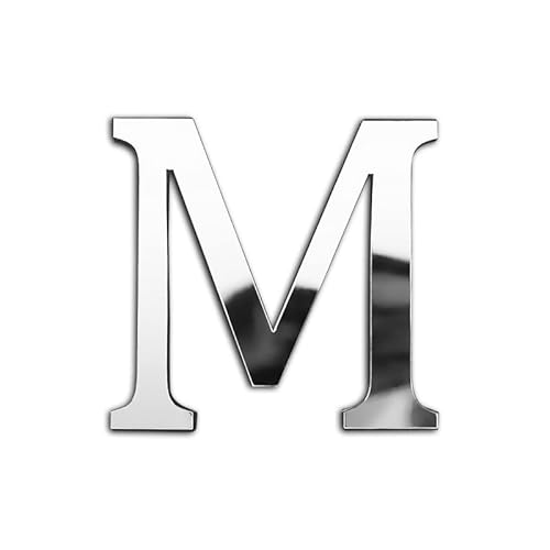 ZoTuoART Silber 20 cm große verdickte 3D Acryl Spiegelbuchstaben – kostenlose Kombination Selbstklebende Spiegel – DIY Sicherheits Wandaufkleber Dekor - Buchstabe M von ZoTuoART