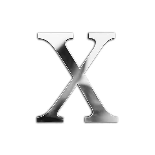 ZoTuoART Silber 20 cm große verdickte 3D Acryl Spiegelbuchstaben – kostenlose Kombination Selbstklebende Spiegel – DIY Sicherheits Wandaufkleber Dekor - Buchstabe X von ZoTuoART