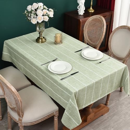 Zobesta Leinen-Tischdecke, Baumwolle, Leinen, quadratisch, schwer, waschbar, Bauernhaus, weiche Tischdecke für Küche, Esszimmer, Party (salbeigrün, 134 x 134 cm) von Zobesta