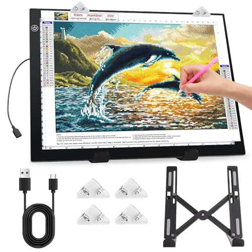 Zocelight A4 Light Pad for Diamond Art Kits for Adults,0.2" Ultra Thin Light Board with Stand and Clip for Diamond Painting Accessories,3 Levels Dimming Light Box for Drawing,Sketching,Animation Zocelight A4 Light Pad for Diamond Art Kits for Adults,0.2" Ultra Thin Light Board with Stand and Clip for Diamond Painting Accessories,3 Levels Dimming Light Box for Drawing,Sketching,Animation von Zocelight