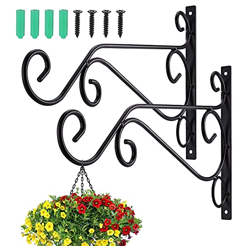 Zocipro 2 Stück Blumenampel Halterung Metall, Robuste Haken für Blumenampel Schwarz, Elegant Einfach Blumenampelhalter Wandhalter, Geeignet für Gartendekoration, Blumentöpfe, Lichterkette von Zocipro