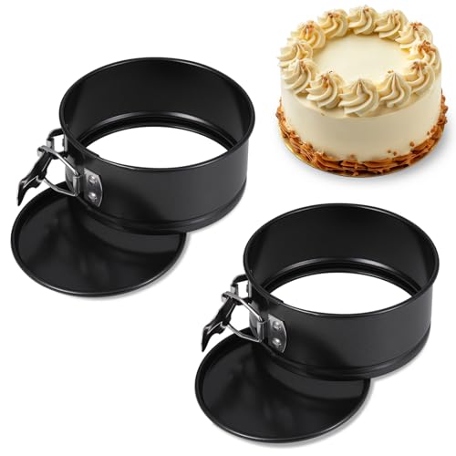 Zocipro 2 Stück Springform 11cm Rund, Mini Kuchenform Backform mit Antihaftbeschichtung, Kleine Kuchenbackformen mit Flachboden für Kuchen Backen, Schwarz von Zocipro