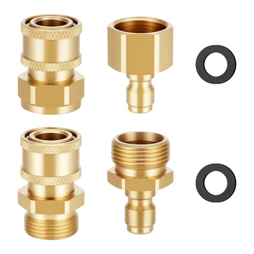 Zocipro 4 Stück M22-14 mm auf 1/4 Zoll Hochdruckreiniger Adapter Set, Schnellkupplungen und Schnelltrennkupplungen Messing für Hochdruckreiniger Schlauch, pumpe 5000 Psi Zocipro 4 Stück M22-14 mm auf 1/4 Zoll Hochdruckreiniger Adapter Set, Schnellkupplungen und Schnelltrennkupplungen Messing für Hochdruckreiniger Schlauch, pumpe 5000 Psi von Zocipro