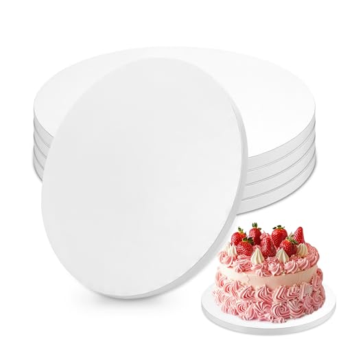 Zocipro 5 Stück Cake Board 25cm Rund, Cakeboard Weiß Cake Drum Tortenplatte 12 mm Dicke, Wiederverwendbar Tortenplatte Pappe für 6-9 inch Kuchen, Dessert von Zocipro