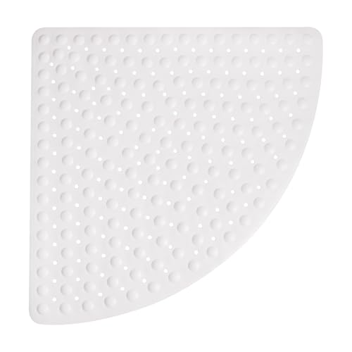 Zocirpo Eckduschmatte rutschfest 70x70 cm, Duschmatte rutschfest Dreieckig Duscheinlage mit Saugnäpfen und Ablauflöchern, für die Innendusche, Große rutschfeste Duschmatte für Senioren, Weiß von Zocipro