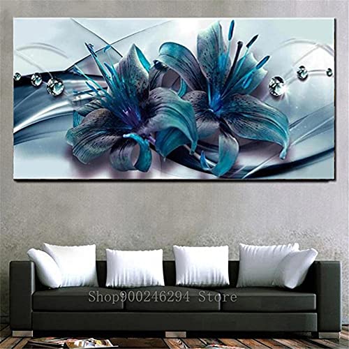 Diamond Painting groß Voll Abstrakte blaue Blume 5D Diamant Painting Bilder Erwachsene, Diamant Painting Bilder Kinder,Daiments Painting Set,Anfänger Diamantmalerei, DIY Painting 30x60cm,12x24in von Zocunzi