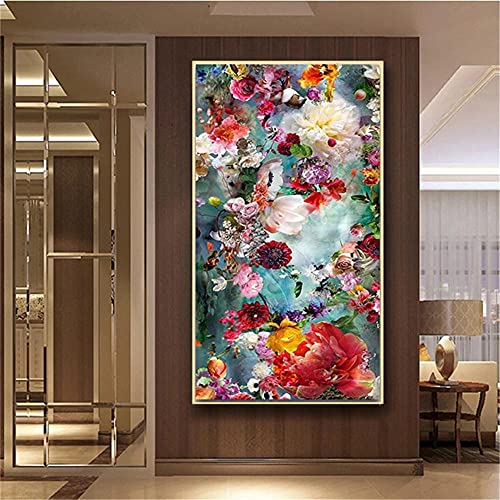 Diamond Painting groß Voll Farbe Blumen 5D Diamant Painting Bilder Erwachsene, Diamant Painting Bilder Kinder,Daiments Painting Set,Anfänger Diamantmalerei, DIY Daiments Painting 40x80cm,16x32in von Zocunzi