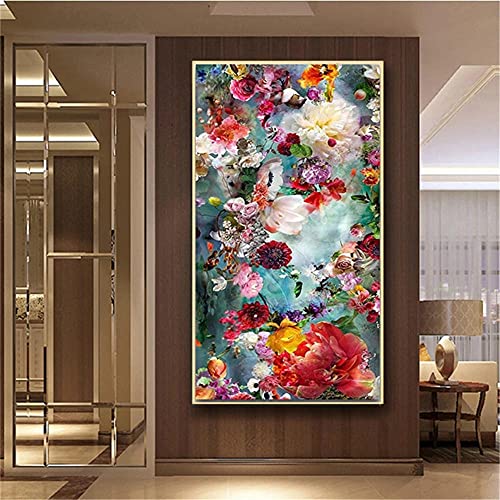 Diamond Painting groß Voll Farbe Blumen 5D Diamant Painting Bilder Erwachsene, Diamant Painting Bilder Kinder,Daiments Painting Set,Anfänger Diamantmalerei, DIY Daiments Painting 70x140cm,28x56in von Zocunzi