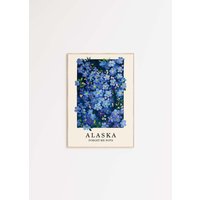 Alaska State Flower - Vergissmeinnicht Kunst - Blaue Blumen - Gouache-Malerei - Schlafzimmer Dekor - Blumen Kunstdruck - Wand Kunst Druck von ZoeArtGarden