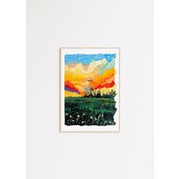 Gouache-Malerei-Regenbogen-Himmel-Illustrationen-Kunst-Himmel-Kunstdruck - Lebendige Malerei-Natur-Kunst-Wolken-Kunst-Wand-Kunst-Dekor-Housewarming von ZoeArtGarden