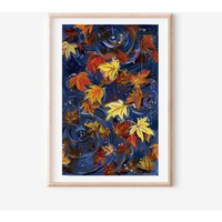 Herbstblätter Gouache Malerei Kunst Druck Gemütliche Herbst Landschaft von ZoeArtGarden