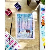 Original Gouache-Gemälde - Reh Im Winterwald | 13 X 18 cm Original Gouache-Gemälde - Reh Im Winterwald | 13 X 18 cm von ZoeArtGarden