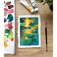 Original Gouache Seerosen-Gemälde Sonnenuntergang Teichkunst | 13 X 18 cm Original Gouache Seerosen-Gemälde Sonnenuntergang Teichkunst | 13 X 18 cm von ZoeArtGarden