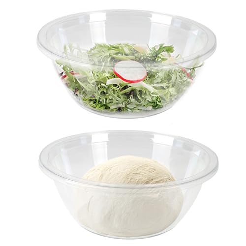 2er Set Rührschüssel Set rührschüssel mit spritzschutz Kunststoff Salatschüssel rutschfest stapelbar Servierschalen Zum Backen, Kochen, Einlegen und Zubereiten von Speisen, Transparent von ZoeQide