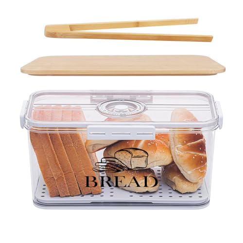 Brotbox - Brotbehälter Brottopf Zum Aufbewahren Für Langanhaltende Frische i Brotdose Mit Hochwertigem Bambusdeckel Verwendbar Als Schneidebrett 32*18*16.5cm Küche Klein Toastbrot Aufbewahrungsbox von ZoeQide
