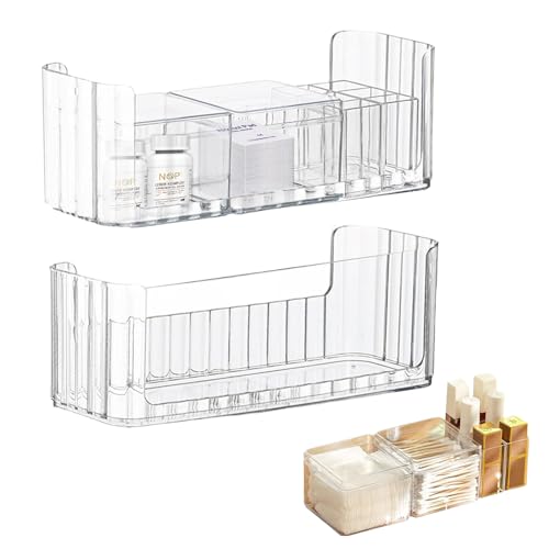 Medikamentenbox Badezimmer mit flexibler Trennwand, 2er Set Klare Aufbewahrungsbox mit Fächern, Kosmetik Organizer für Badezimmerschrank, Arzneimittel, Toilettenartikel, Kompakte Bad Aufbewahrung Medikamentenbox Badezimmer mit flexibler Trennwand, 2er Set Klare Aufbewahrungsbox mit Fächern, Kosmetik Organizer für Badezimmerschrank, Arzneimittel, Toilettenartikel, Kompakte Bad Aufbewahrung von ZoeQide