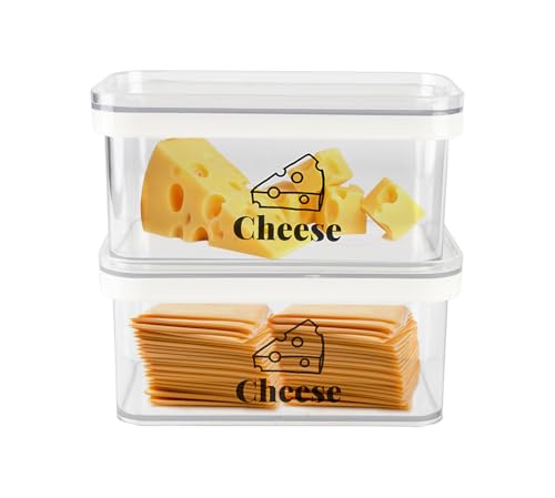Set mit 2 Käsebox Kühlschrank - Aufschnittboxen für Kühlschrank Aufbewahrungsbox mit Deckel - Käsescheiben Wurst und-Stücke Frischkäse-Kühlschrank Lebensmittel Aufbewahrungsbox 16.5 x 10 x 8 cm von ZoeQide
