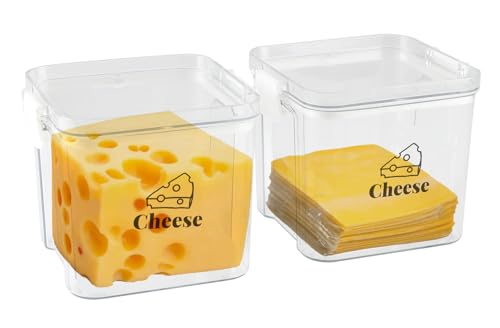 Set mit 2 Käsebox Kühlschrank BPA-freie Aufschnittboxen für Kühlschrank Aufbewahrungsbox mit Deckel Käsescheiben und-Stücke Frischkäse-Kühlschrank Lebensmittel Aufbewahrungsbox 10.5 x 10.5 x 9.5 cm von ZoeQide