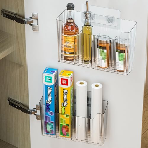 2er-Set Organizer-Boxen für Alufolie & Frischhaltefolie – StapelbareTransparente Aufbewahrung mit selbstklebenden Haken, platzsparend für Küche, Bad, Schrank von ZoeQide