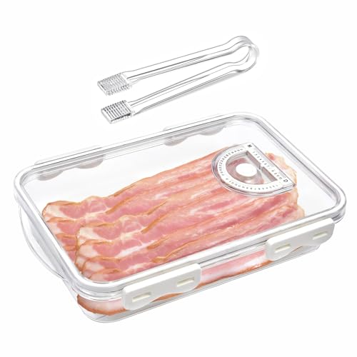 ZoeQide Aufschnittbox Kühlschrank mit Deckel & Zubehör-Clip – Frischhaltedose mit Datumsanzeige, Lebensmittelbehälter transparent stapelbar für Wurst & Käse von ZoeQide