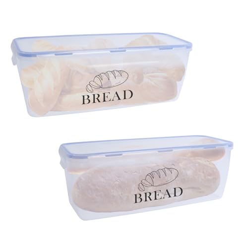 ZoeQide Brotkästen Mit Deckel Brotbox Brot 2-Teiliges Set Brottopf Zum Aufbewahren Toastbrot Durchsichtig Aufbewahrungsbox Lange Aufbewahren und Frisch Halten 32.5 x 13.4 x 11.8 cm Küche Brotbehälter von ZoeQide