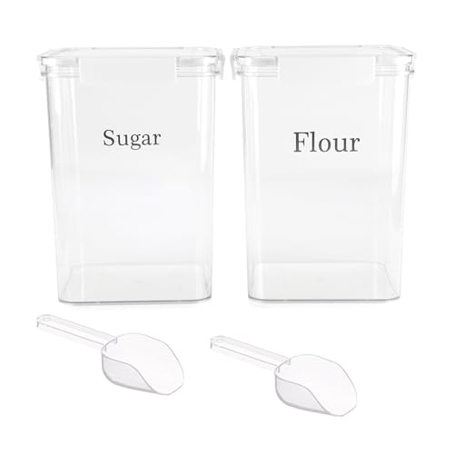 ZoeQide Deckel 2er-Set Zucker Behälter 5L – BPA Frei Luftdichte Aufbewahrungsbox Küche – Stapelbare Mehlbehälter Transparent für Mehl, Zucker, Müsli, Backzutaten, Lebensmittel Vorrat von ZoeQide