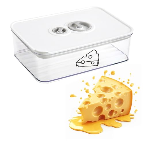 Käsebox mit Deckel 1250ML – Käsedose für Kühlschrank, Flache Frischhaltebox mit Timer, Käsebehälter Luftdicht & Stapelbar, BPA-frei, Zur Kühlung Geeignet, Leicht zu Reinigen von ZoeQide