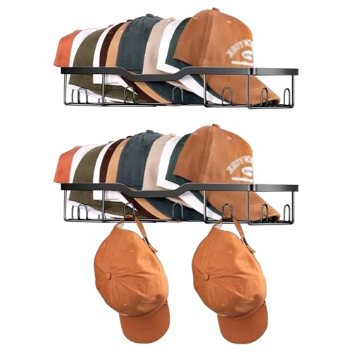 ZoeQide Metall Mützenhalter Wand für 20 Baseball Caps – 2er Set Kappenhalter Wandmontage – Hut Organizer Aufbewahrung für Mützen, Kappen, Snapbacks – Schwarz, Wandregal für Caps ZoeQide Metall Mützenhalter Wand für 20 Baseball Caps – 2er Set Kappenhalter Wandmontage – Hut Organizer Aufbewahrung für Mützen, Kappen, Snapbacks – Schwarz, Wandregal für Caps von ZoeQide