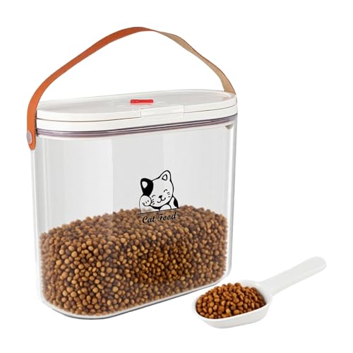 ZoeQide Katzenfutterbehälter 7 lbs mit Griff & Dosierlöffel – Transparenter Futtercontainer für Trockenfutter, Snacks & Leckerlis – BPA-frei, Outdoor Aufbewahrung für Katzenfutter von ZoeQide