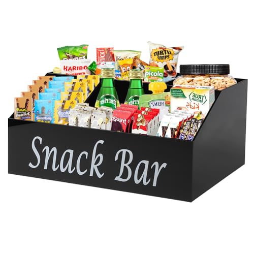 ZoeQide Snack Aufbewahrungsbox für die ArbeitsplatteSnack Kaffee Aufbewahrungsbox - Gewürz- & Snack Bar Organizer mit 4 Fächern für Büro - Schwarz Acryl Organizer - Coffee Station & Bar Zubehör von ZoeQide
