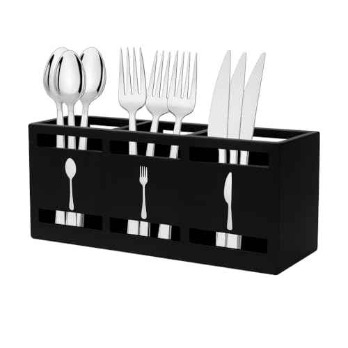 ZoeQide Utensilienhalter Küche Holz schwarz 3 Fächer – Besteckhalter & Küchenorganizer mit Griff & Anti-Rutsch-Pads, Aufbewahrung für Kochlöffel & Küchenhelfer ZoeQide Utensilienhalter Küche Holz schwarz 3 Fächer – Besteckhalter & Küchenorganizer mit Griff & Anti-Rutsch-Pads, Aufbewahrung für Kochlöffel & Küchenhelfer von ZoeQide