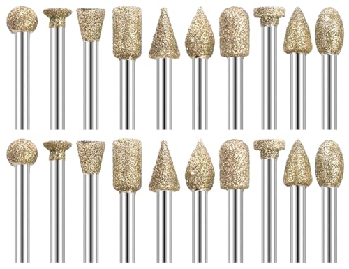 ZoeTekway 20 Stück Diamant Fräser Set mit 1/8" Schaft,Diamantfräser Schleifstifte,Frässtifte Steinschnitzerei Schleifen,für Keramik Stein Gravieren, kompatibel mit Dremel Rotationswerkzeug ZoeTekway 20 Stück Diamant Fräser Set mit 1/8" Schaft,Diamantfräser Schleifstifte,Frässtifte Steinschnitzerei Schleifen,für Keramik Stein Gravieren, kompatibel mit Dremel Rotationswerkzeug von ZoeTekway