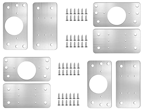 ZoeTekway 8 Stück schrankscharnier Reparaturplatte, Edelstahl Scharniere Reparaturset für Schränke Edelstahl Schrank Scharnier Reparaturplatte mit Schrauben, Scharnier Reparatur Klammern von ZoeTekway