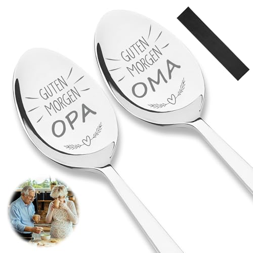 Oma und Opa Geschenk, 2 Stück Kaffeelöffel mit Gravur für Beste Oma und Opa zum Geburtstag Oma Geschenk Opa Geschenk Geburtstag Weihnachtsgeschenke für Oma und Opa von ZoeWei