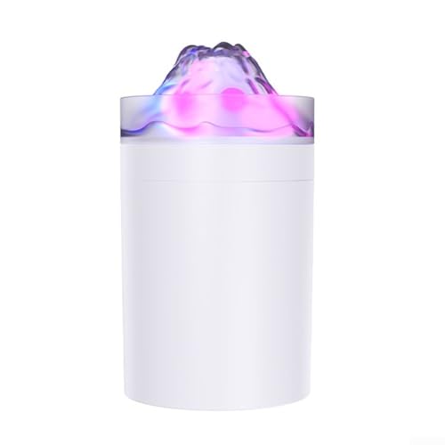 200 ml USB-Luftbefeuchter mit Vulkaneffekt und farbiger LED-Beleuchtung, tragbarer Luftdiffusor für Zuhause und Auto, mit leiser Funktion (weiß) von Zoegneer