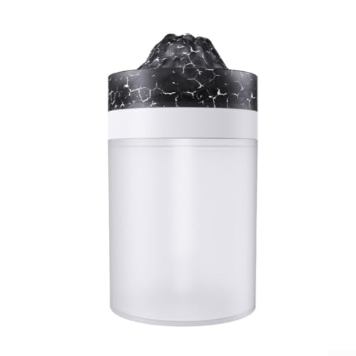 200 ml USB-Luftbefeuchter mit Vulkaneffekt und farbiger LED-Beleuchtung, tragbarer Luftdiffusor für Zuhause und Auto mit leiser Funktion (transparentes Schwarz) von Zoegneer