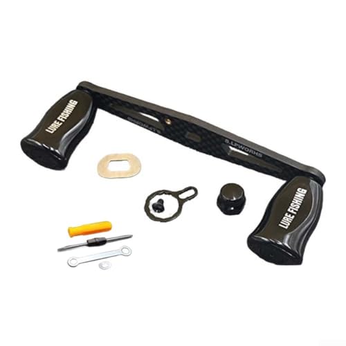 Angelrolle Kohlefaser Wippgriff mit Werkzeug-Set für Metanium, für Bantam, für SLXDC Rollen passend 7 4 mm Schwinggriff Öffnung Baitcastrollen (rechte Hand, schwarz) von Zoegneer