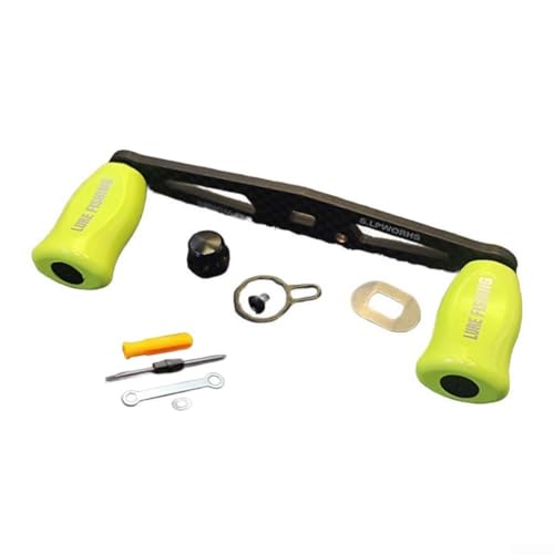 Angelrolle Kohlefaser Wippgriff mit Werkzeug-Set für Metanium, für Bantam, für SLXDC Rollen passend 7 4 mm Schwinggriff Öffnung Baitcastrollen (rechtshändig fluoreszierendes Grün) von Zoegneer