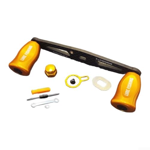 Angelrolle Kohlefaser Wippgriff mit Werkzeug-Set für Metanium, für Bantam, für SLXDC Rollen passend 7 4 mm Schwinggriff Öffnung Baitcastrollen (rechtshändig tiefgold) von Zoegneer