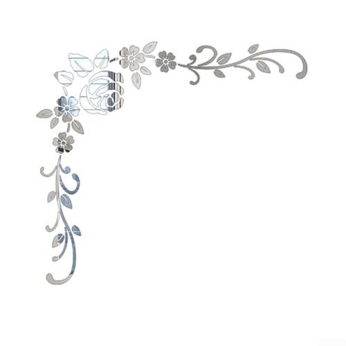 Anspruchsvolle abnehmbare 3D-Blumen-Vinyl-Kunst, perfekte Ergänzung zu modernen Einrichtungsstilen (Silber) von Zoegneer